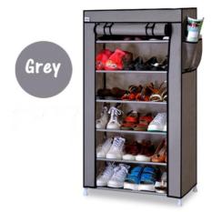 Tempat sepatu dari plastik lemari tempat sepaturak sepatu tertutup dari plastik lemari sepatu plastik tertutup XG-07 Grey 7 Susun 6 Tingkat