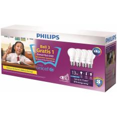Terangi Masa Depan - Lampu Philips LEDBulb 13W E27 Putih - BELI 3 GRATIS 1