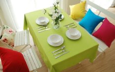 Taplak Meja Kain Modern Minimalis Plain-kanvas Berwarna Kualitas Katun Meja Makan Warna Meja, Taplak Meja Rectangle Konferensi Besar, Hijau 145*180 Cm Taplak Meja-Internasional