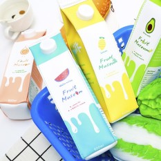 Kayu Mo Kehidupan Sehari-hari C Di Korea + Pulpen Tas Lucu Kecil Segar Yang Menyenangkan Menulis Casing Kotak Susu Pu kulit Kulit Pulpen Tas-Internasional