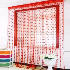 Tirai Benang Motif Love Halus Fashion Dekorasi Warna - Merah