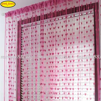 Tirai Benang Motif Love warna -pink fanta /mawar88shop
