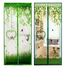 Tirai Magnet Anti Nyamuk Motif Love Bird - Hijau