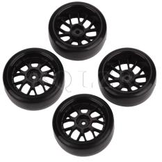 Roda Ban With Rim For RC Lain 1:10 Di Jalan Mobil Melayang Set 4 Hitam-Internasional