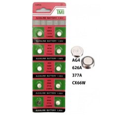 TMI Battery Alkaline Baterai Kancing Lithium AG4 CX66 (1.55V) Untuk Kalkulator, Jam, Kamera, PDA - Isi 10 Pcs