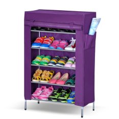 Toko Bagus Indo Shoe Rack With Dust Cover 4 Susun Ungu - Rak Sepatu Serbaguna Dengan Penutup