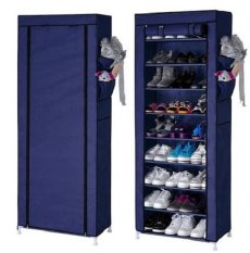 Toko Bagus Indo Shoe Rack With Dust Cover 5 Susun Dark Blue - Rak Sepatu Serbaguna Dengan Penutup