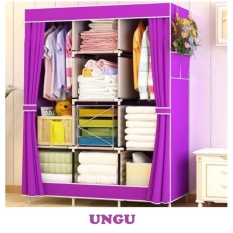 TOKORAK Lemari Baju / Rak Pakaian / Wardrobe Motif Jumbo Size 130 x 45 x 170 CM - UNGU
