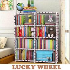 TOKORAK Rak Buku Portable 2 Sisi - Rak Serbaguna - Lemari Buku 2 Sisi LUCKY WHEEL
