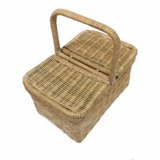 Tokuniku Indonesian Handmade Rattancraft - Keranjang Piknik Kotak Medium 32 x 20 x 29 cm - Coklat