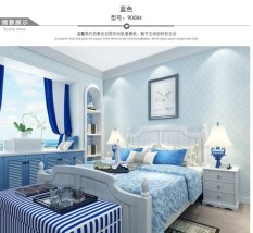 TOKUNIKU Wallpaper 3D Non Woven Embossed Mosaic Ephedra Plain 53cmx10m - Blue 90084