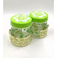 Toples Kaca 2 buah + Rak Tutup Bunga Kedap Udara