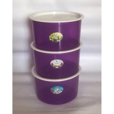 BAYIE - TOPLES Plastik Bulat isi 3 pcs ukuran 1 liter / toples makanan/toples kue/camilan/snack/tempat serbaguna/tempat kue dan makanan/kotak kue dan makanan