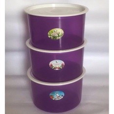 PADIE - TOPLES Plastik Bulat isi 3 pcs ukuran 1 liter / toples makanan/toples kue/camilan/snack/tempat serbaguna/tempat kue dan makanan/kotak kue dan makanan