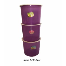 BAYIE - TOPLES Plastik Bulat isi 3 pcs ukuran 1.5 liter / toples makanan/toples kue/camilan/snack/tempat serbaguna/tempat kue dan makanan/kotak kue dan makanan