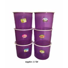 BAYIE - TOPLES Plastik Bulat isi 6 pcs ukuran 1.5 liter / toples makanan/toples kue/camilan/snack/tempat serbaguna/tempat kue dan makanan/kotak kue dan makanan