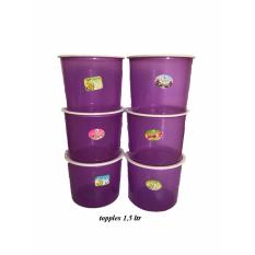 PADIE - TOPLES Plastik Bulat isi 6 pcs ukuran 1.5 liter / toples makanan/toples kue/camilan/snack/tempat serbaguna/tempat kue dan makanan/kotak kue dan makanan