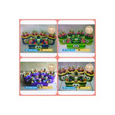 Toples Set Hias Flanel motif Keropi Hijau