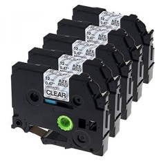 Toprinting 5 Pack Laminated Label Tape Cartridge Tze 131 TZ-131 TZe-131 Kompatibel untuk Brother P-touch Printer, Hitam Di Clear, 0.47 Inch Lebar X 26.2 Kaki Panjang-Intl