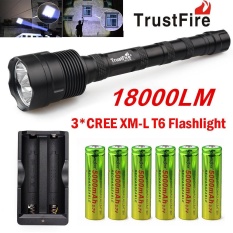 TrustFire 3X CREE XML T6 18000LM LED Senter Obor + 6X18650 Baterai + Charger-Intl
