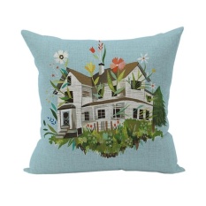 UJS Imajinatif Flower Growing House Pillow Case Bed Kids Roomcotton Sarung Bantal-Internasional