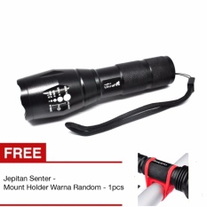 Ultrafire E17 Senter LED Cree XM-L T6 2000 Lumens Free Jepitan Senter Sepeda Silicone Strap Bike Bracket Mount Holder for Flashlight - Hitam