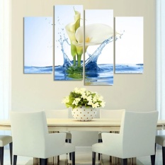 Unframed Wall Decor Art 4 Panel Hot Jual Lukisan Dinding Modern Home Decorative Art Picture Paint On Canvas Cetakan Menawan Bunga Putih Wall Art Dekorasi Gambar-Intl
