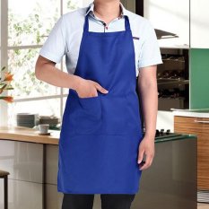 Adapula Solid memasak dapur restoran oto Apron dengan saku baju (biru)- International