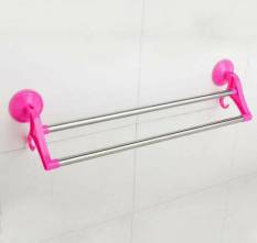 Universal Gantungan Hanger Rak Handuk Towel Baju Tempel Besi Stainless Tanpa Paku pink