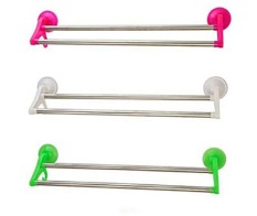 Universal Gantungan Hanger Rak Handuk Towel Baju Tempel Besi Stainless Tanpa Paku putih