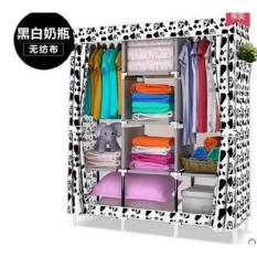 SM 349 - Lemari Baju Ukuran Besar 3 Sisi Bermotif - Putih Motif Cow