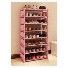 Universal - Rak Sepatu 8 Susun - Pink Polkadot