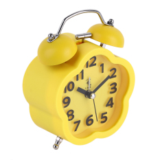 USTORE Pentagram Bentuk Pelajar Tempat Bedside Bed Bisu Meja Jam Alarm Lucu E Kuning-Intl