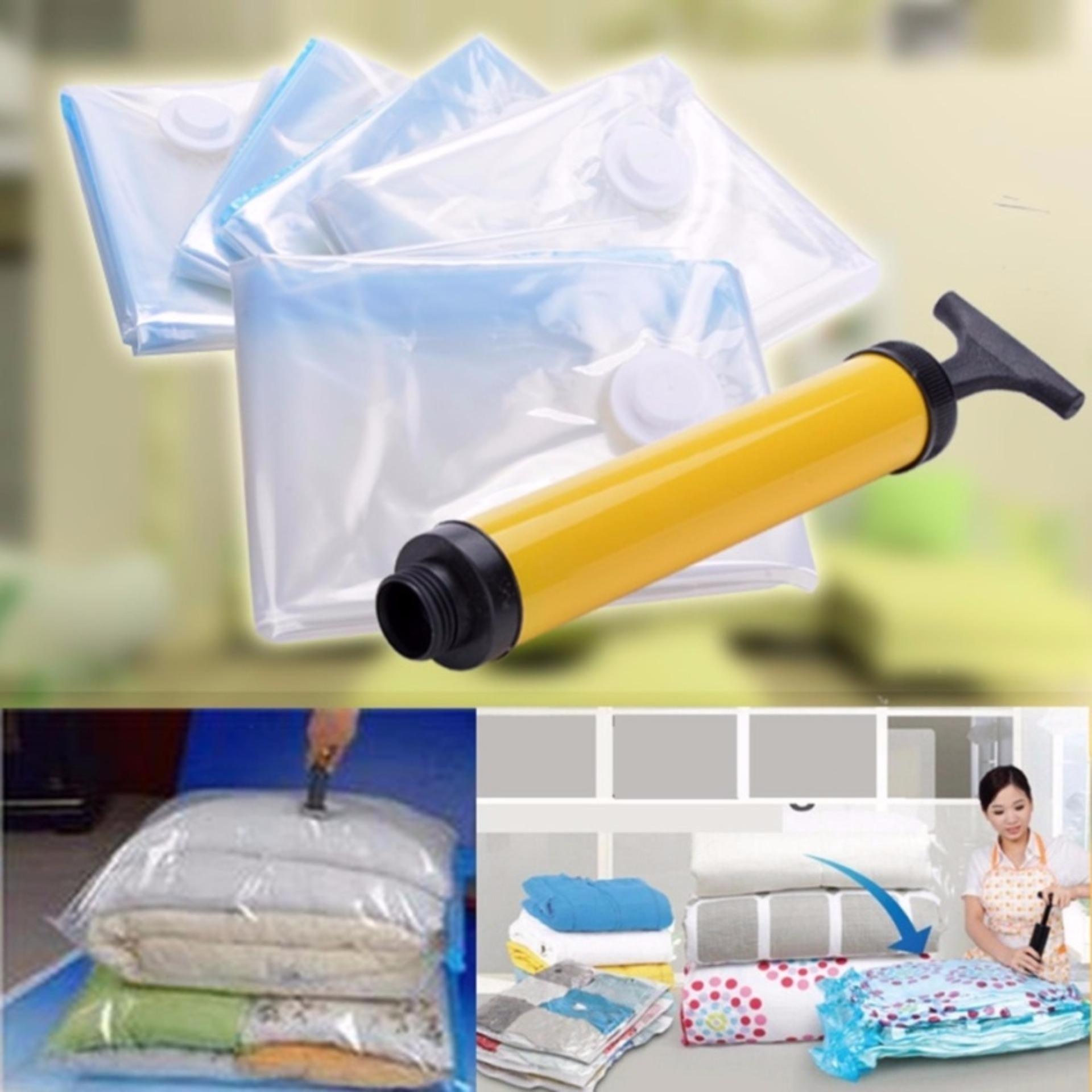 Vacum Bag Kantong Plastik Fleksible Kedap Udara Dan Anti Air Gratis Pompa Vacum / Vacum Bag Set Isi 8 Pcs