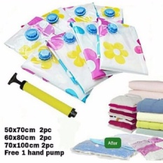 Vakum Bag Set Isi 6 Vacuum Bag Free Pompa Vakuum Vacum Pakaian Celana