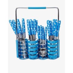 Vicenza Sendok Set Polkadot 24 pcs Stainless Steel - Biru