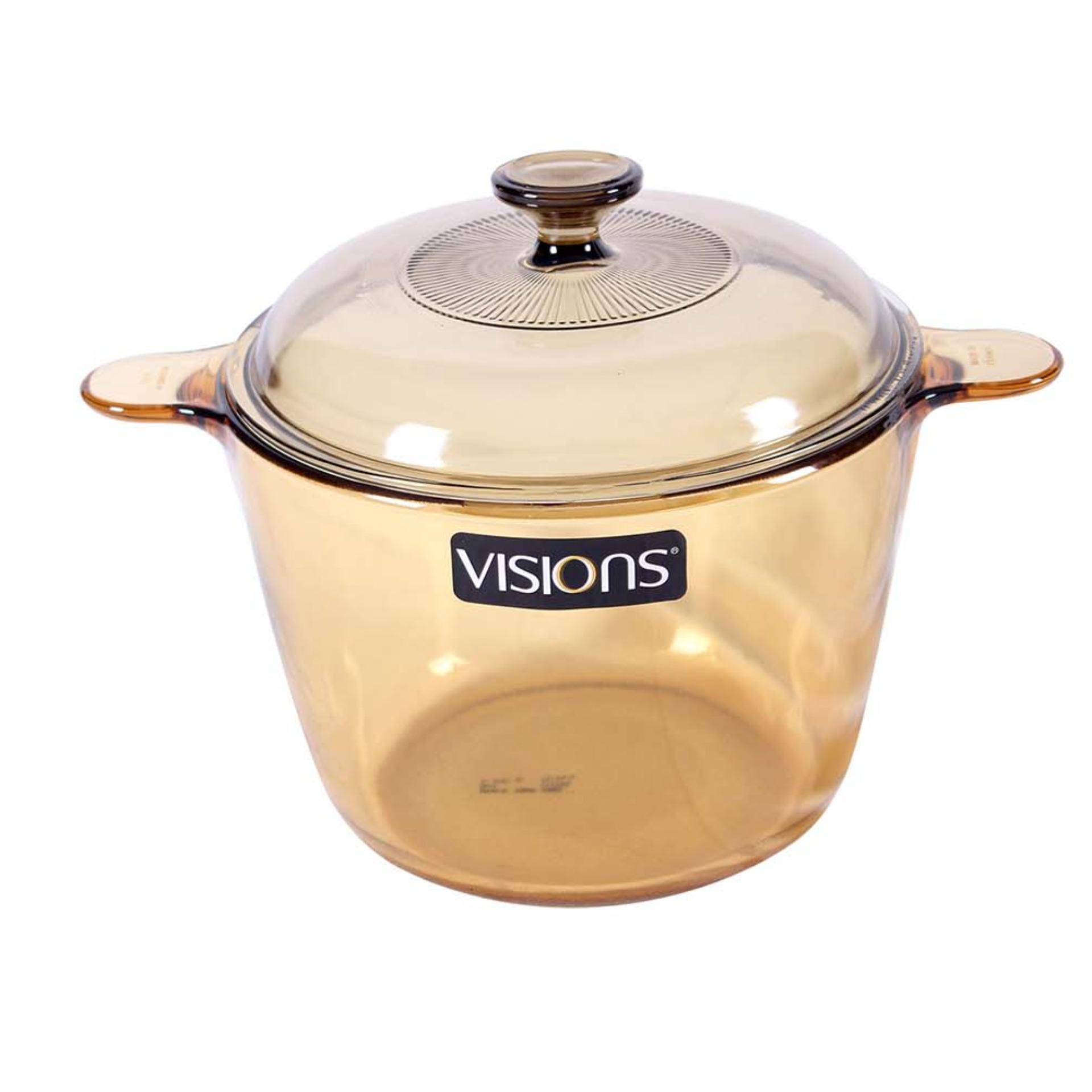 Visions Panci Tahan Panas Ukuran 3.5L Covered Cookpot Emas Transparan