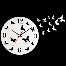 VR_Tech Butterfly round clock Mirror Wall Stickers - intl