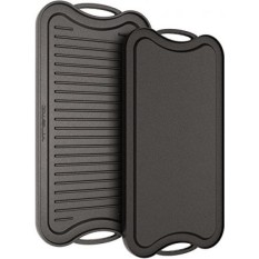 Vremi 20 Inch Cast Iron Griddle untuk Atas Kompor Dapur-Nonstick Besar Dua Burner Flat Universal Pancake Grill Griddle Pan Pre-seasoned Reversible Portable untuk Indoor Oven Kompor Gas atau Outdoor BBQ-Intl