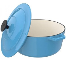 Vremi Enamel Cast Iron Dutch Oven Pot dengan Tutup-Kapasitas 6 Liter untuk Menyiapkan Rendah dan Lambat Memasak Makanan -Electric Gas Induksi Kompor Top Oven Kompatibel Cookware-Deep Besar Ovenproof-Biru-Intl