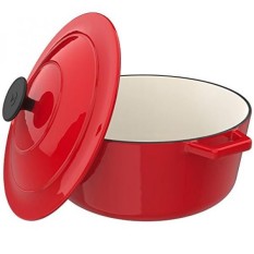 Vremi Enamel Cast Iron Dutch Oven Pot dengan Tutup-Kapasitas 6 Liter untuk Menyiapkan Rendah dan Lambat Memasak Makanan -Electric Gas Induksi Kompor Top Oven Kompatibel Cookware-Deep Besar Ovenproof-Merah-Intl