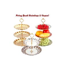 Wadah Piring Buah Stainless 3 Susun Bisa Untuk Tempat Kue Permen Buah