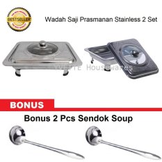 Wadah Saji Prasmanan Stainless 2 Set - Bonus 2 pcs Sendok Soup