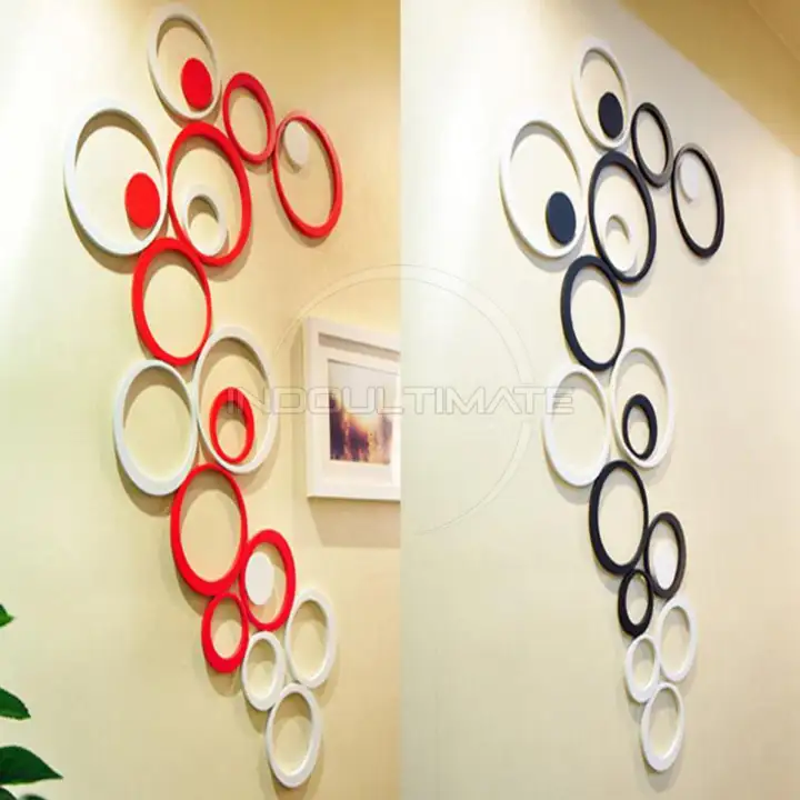 Wall Sticker 3d Motif Stiker Wallstiker 3 Dimensi Hiasan Dinding Tembok Timbul Bahan Kayu Hl Ht 01 Circle Red