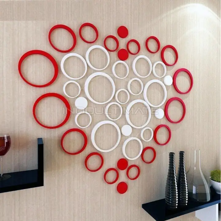 Wall Sticker 3d Motif Stiker Wallstiker 3 Dimensi Hiasan Dinding Tembok Timbul Bahan Kayu Hl Ht 01 Circle Red