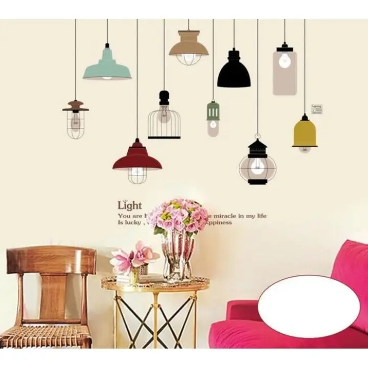 Wall Sticker Jm7306 Classic Lamp Stiker Dinding Penghias Rumah Bahan Plastik Transparan Motif Unik Dan Lucu