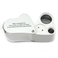 Whyus 60X 30X Kaca Pembesar Permata Kaca Pembesar Perhiasan 2 In 1 Lensa Pembesar dengan Lampu LED