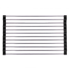 Whyus-tahan Multifungsi Stainless Steel Dish Rak Pengering Pengering Pemegang Perkakas Dapur 37*23 Cm (hitam)-Intl