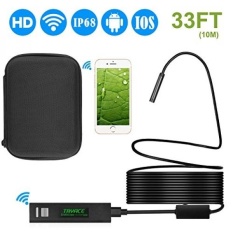 Endoskopi Nirkabel dengan Kasus tryace 8 Mm Digital Endoskop Wifi Kamera 2.0MP 1200 P Borescope Kamera Inspeksi Kamera Ular dengan 10 M Kabel untuk Iso dan Android, iPhone, Samsung, Tablet-Hitam (33FT)-Intl