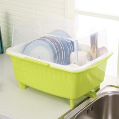 Dengan Tutup Sumpit Kotak Peralatan Makan Piring Rak Rackplastic Lemari Dapur Menguras Air Dish Rak untuk Menempatkan Piring Driprac- internasional